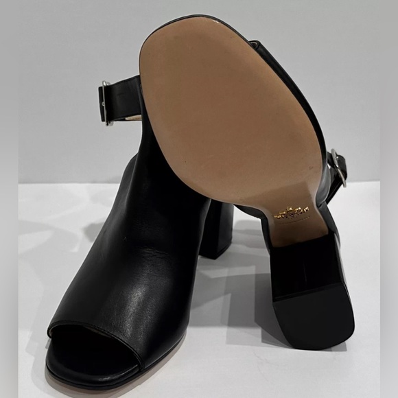 PRADA Black Leather Open Toe Chunky Slingback Heels NIB 39 - Picture 6 of 6